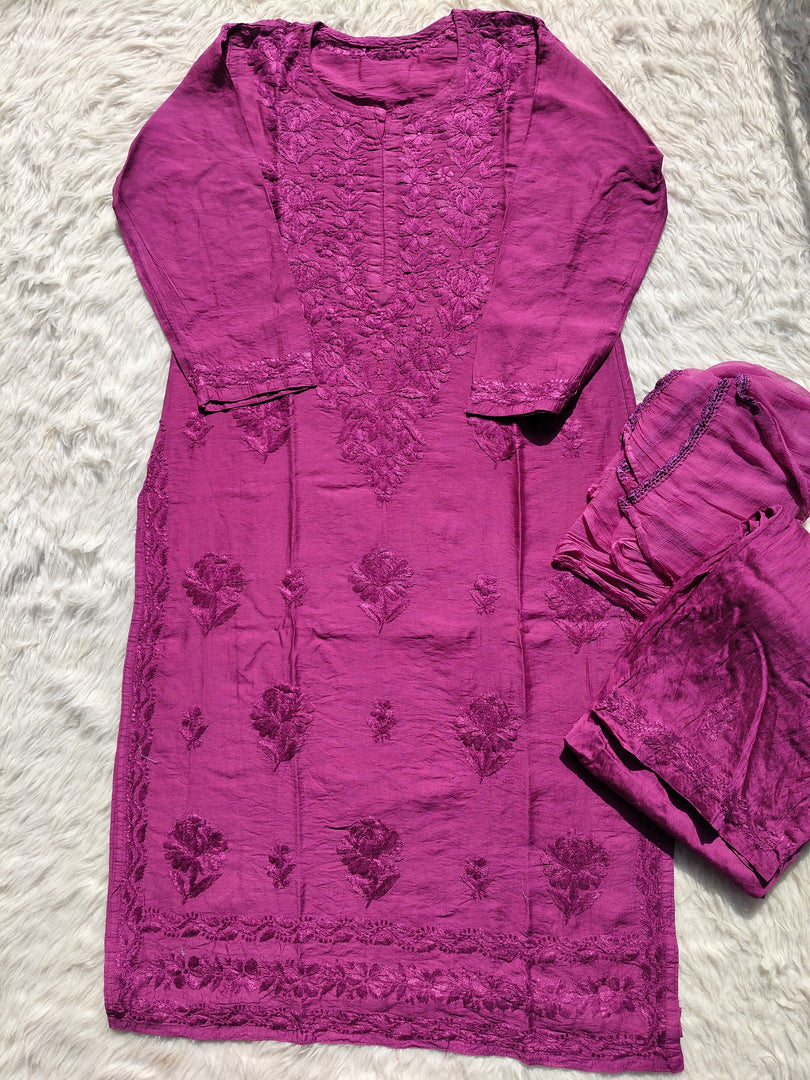 Bhumi Chanderi Chikankari Suit Set
