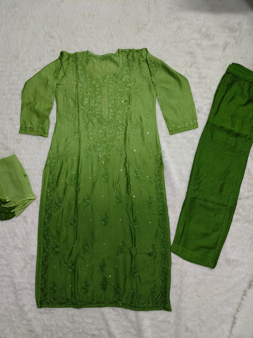 Karishma Kapoor Styled Mukaish Chikankari Chanderi Suit Set