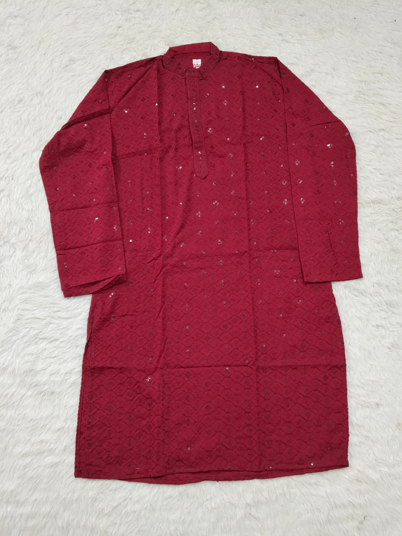 Nawab Mens Straight Machine Chikankari Kurta & Pyjama Set - The Lucknowi Chikan 