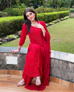 Load image into Gallery viewer, Surmai Premium Chikankari Viscose Mukaish Kurti Set
