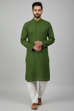 Load image into Gallery viewer, Nawab Mens Straight Machine Chikankari Kurta &amp; Pyjama Set - The Lucknowi Chikan 