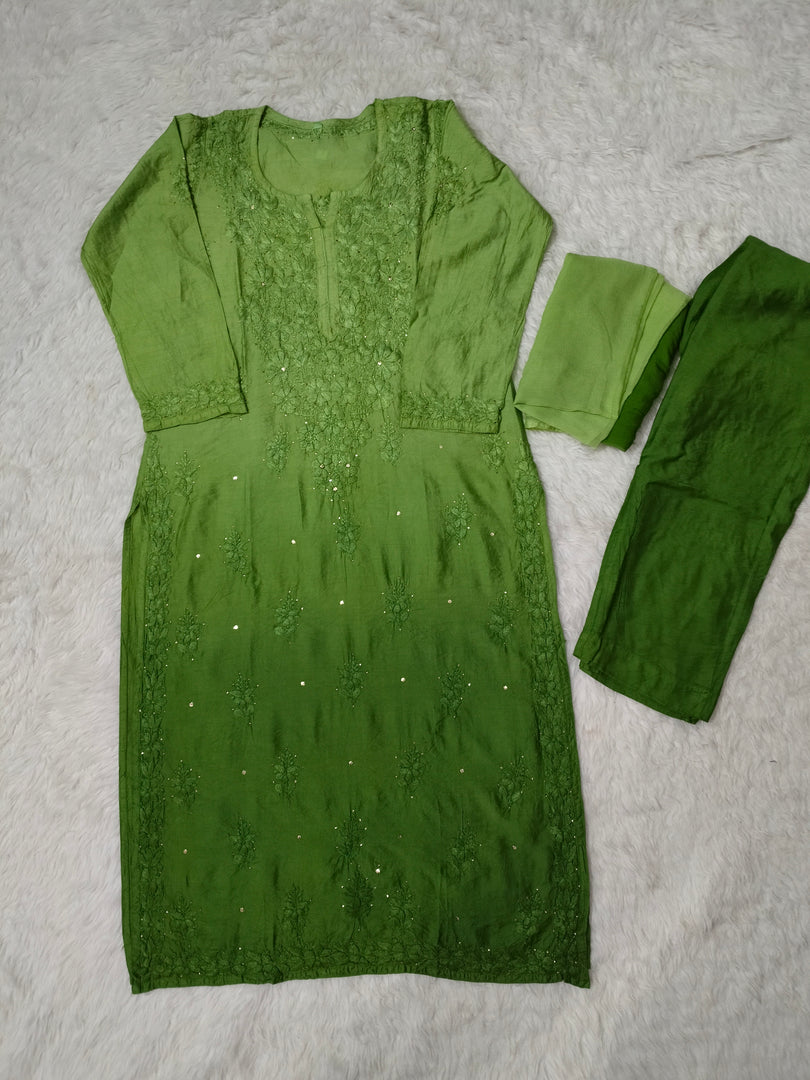 Karishma Kapoor Styled Mukaish Chikankari Chanderi Suit Set