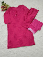 Load image into Gallery viewer, Polki Chanderi Mukaish Chikankari Suit Set - The Lucknowi Chikan 