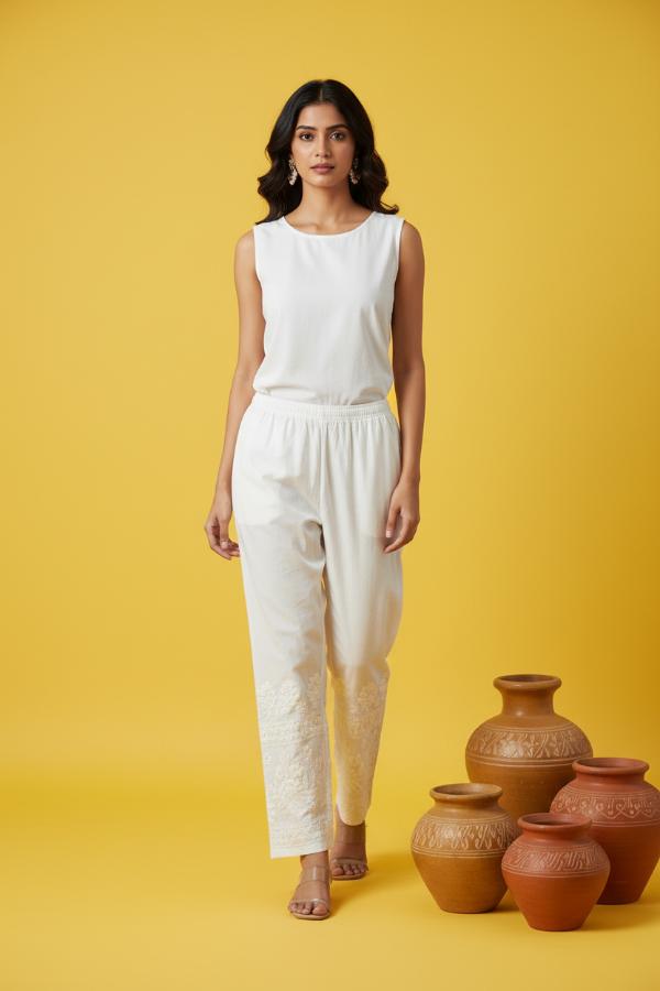 Nikhat Premium Lycra Stretchable Chikankari Pant