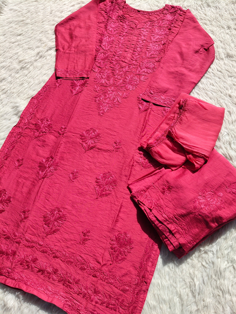 Bhumi Chanderi Chikankari Suit Set