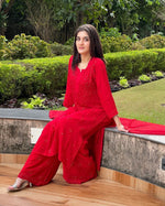 Load image into Gallery viewer, Surmai Premium Chikankari Viscose Mukaish Kurti Set
