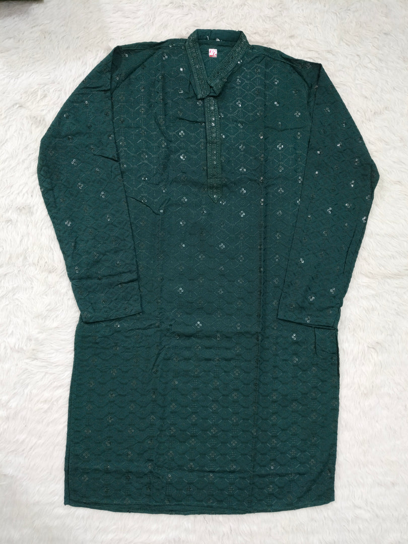 Nawab Mens Straight Machine Chikankari Kurta & Pyjama Set - The Lucknowi Chikan 