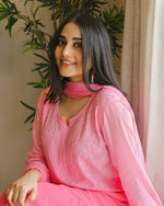 Load image into Gallery viewer, Surmai Premium Chikankari Viscose Mukaish Kurti Set
