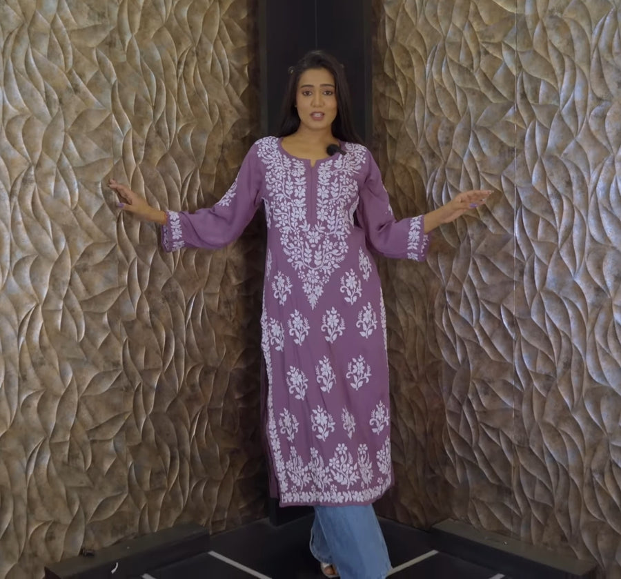 Mausam Modal Chikankari Straight Kurti