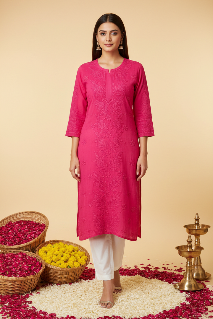Gulposh Rose Pannel Viscose Kurti