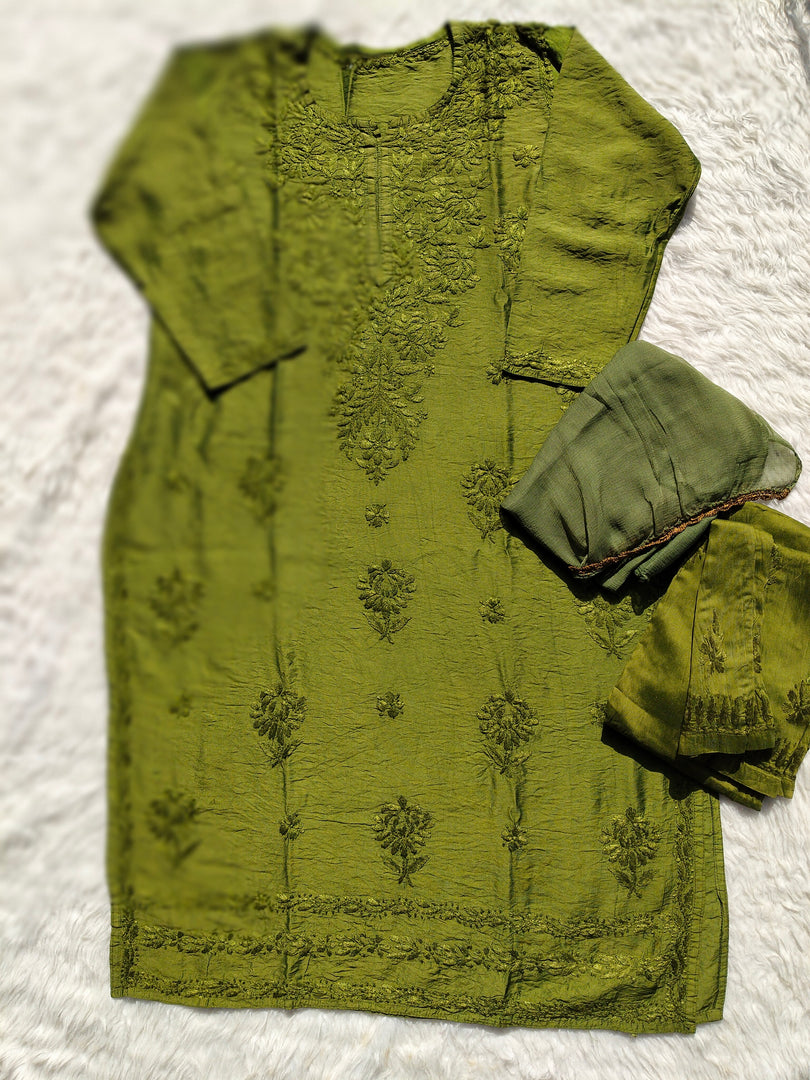 Bhumi Chanderi Chikankari Suit Set