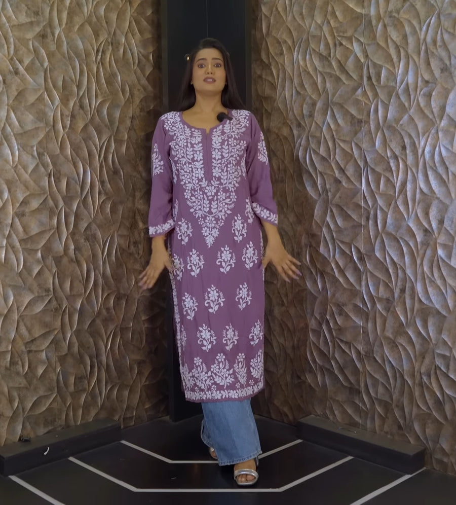 Mausam Modal Chikankari Straight Kurti