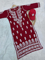Load image into Gallery viewer, Bela Premium Modal Chikankari Long Kurti - The Lucknowi Chikan 