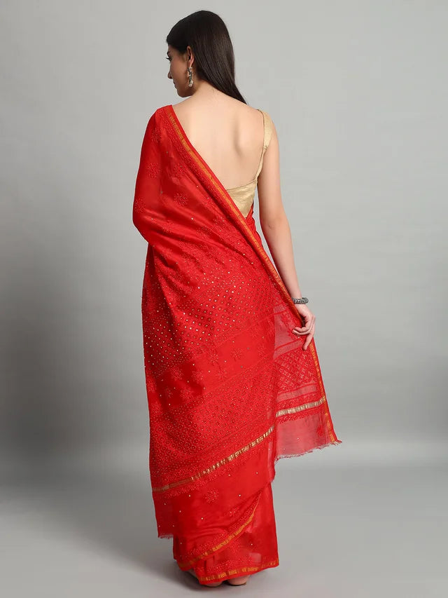 Madhuri Chanderi Silk Mukaish Saree.