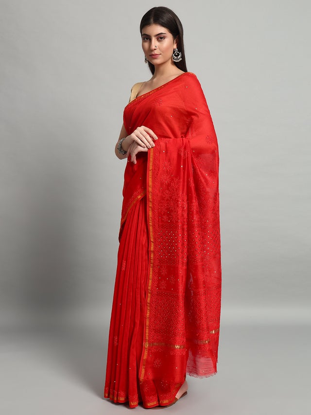 Madhuri Chanderi Silk Mukaish Saree.