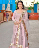 Load image into Gallery viewer, Shagun Premium Mukaish Chikankari Anarkali &amp; Dupatta Baby Pink Semi Stitched