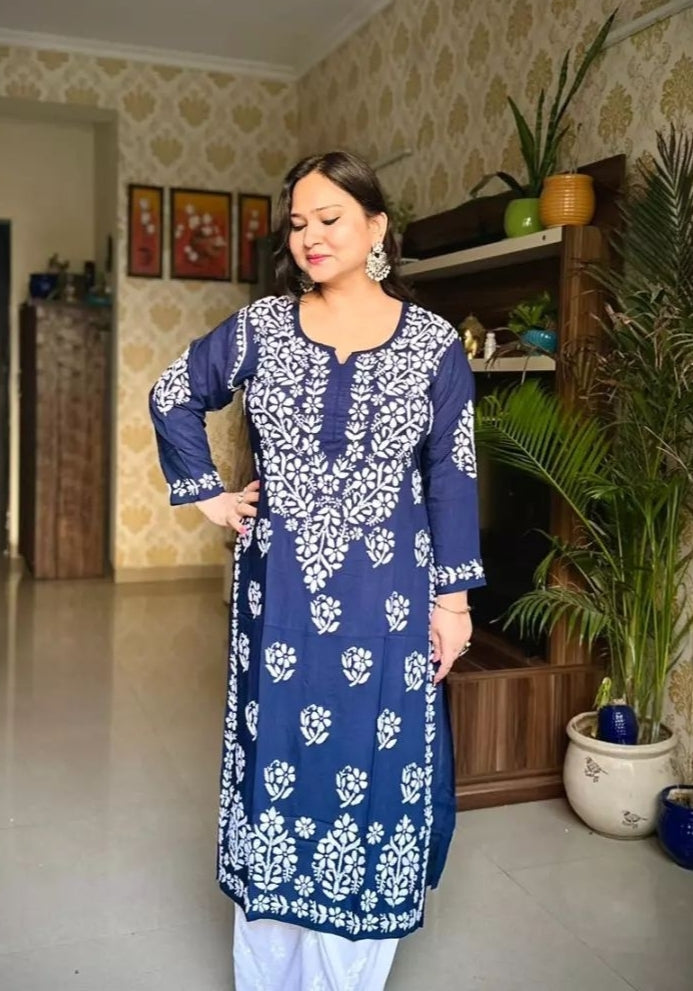 Mausam Modal Chikankari Straight Kurti