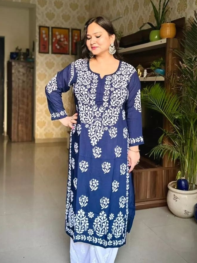 Mausam Modal Chikankari Straight Kurti