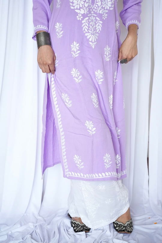 Heer Rayon Chikankari Straight Kurti