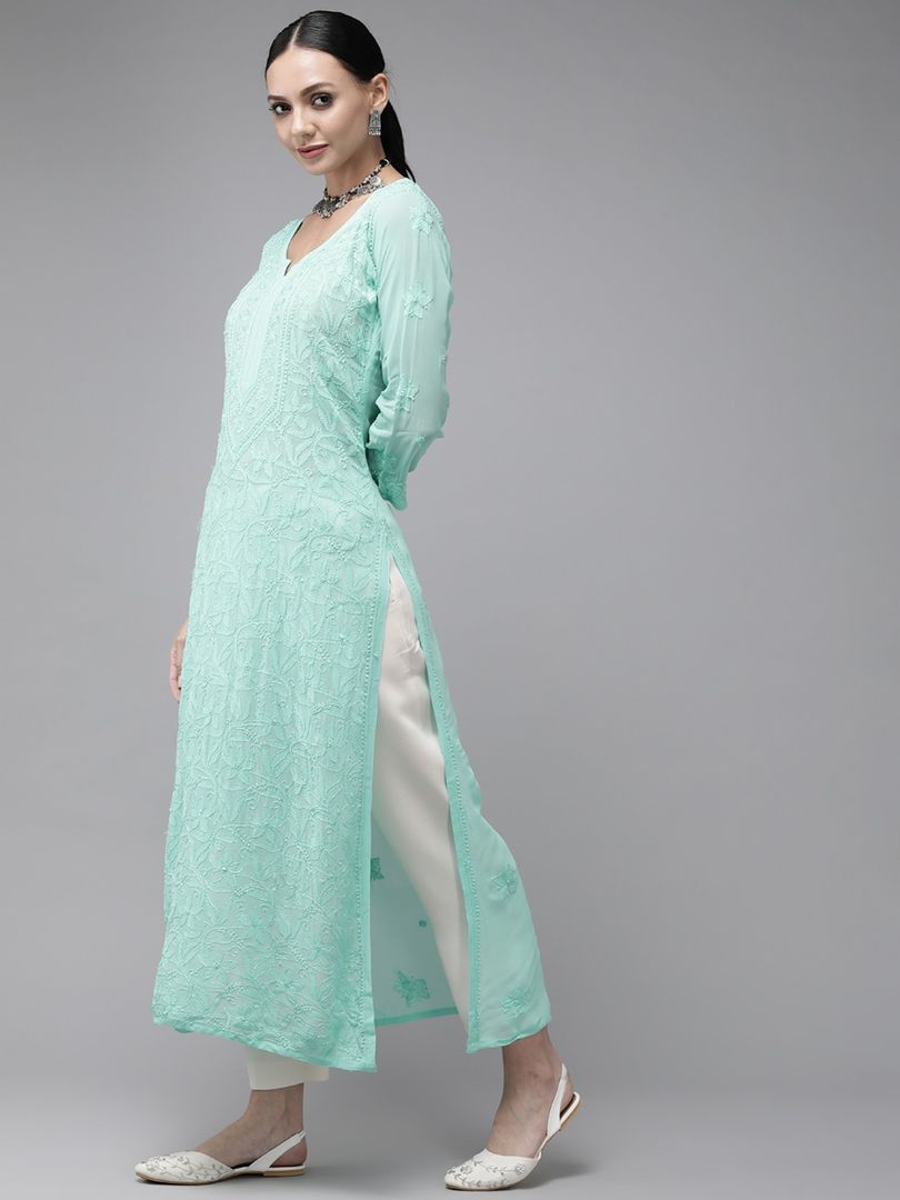 Arsh Premium Viscose Chikankari Kurti - The Lucknowi Chikan 