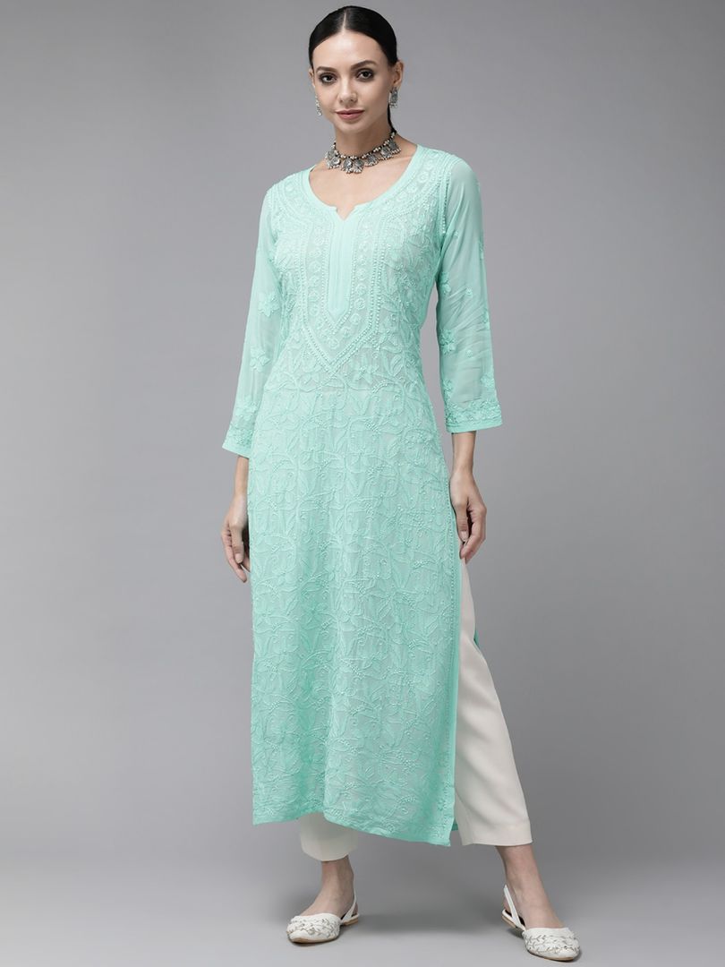 Arsh Premium Viscose Chikankari Kurti - The Lucknowi Chikan 