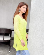 Load image into Gallery viewer, Tarai Viscose Short Chikankari Kurti
