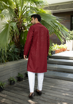 Load image into Gallery viewer, Nawab Mens Hakuba Sequence Chikankari Kurta &amp; Pyjama Set
