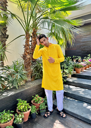 Nawab Mens Hakuba Sequence Chikankari Kurta & Pyjama Set