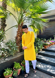 Nawab Mens Hakuba Sequence Chikankari Kurta & Pyjama Set