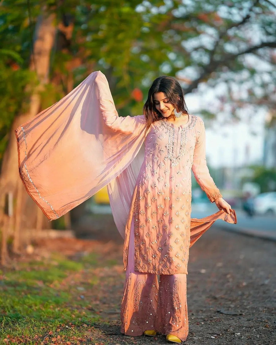 Sitaar Chikankari Mirror Set