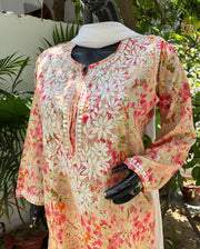 Aadat Mulmul Straight Chikankari Kurti