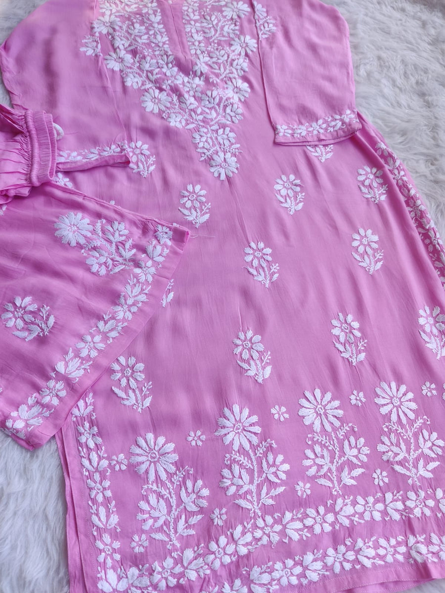 Lali Modal Chikankari Kurti Set