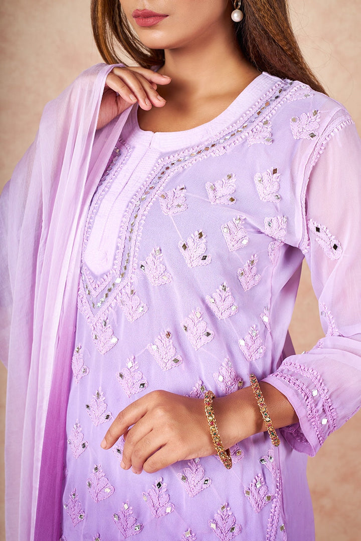 Sitaar Chikankari Mirror Set