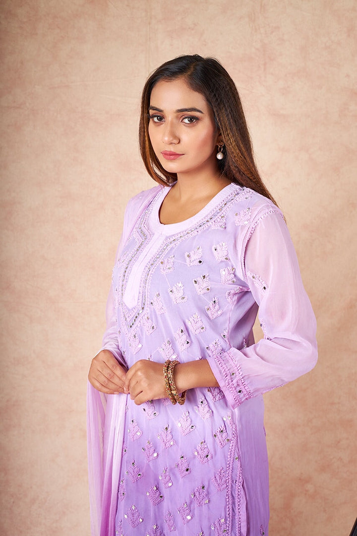 Sitaar Chikankari Mirror Set