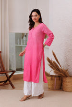 Load image into Gallery viewer, Joohi Ombre Straight Chikankari Kurti