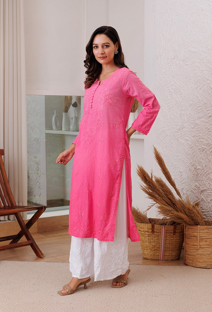 Joohi Ombre Straight Chikankari Kurti