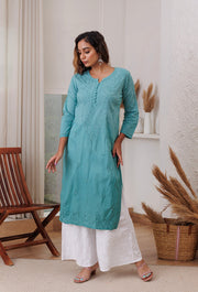 Joohi Ombre Straight Chikankari Kurti