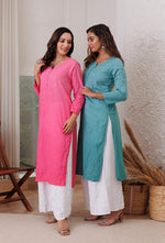 Load image into Gallery viewer, Joohi Ombre Straight Chikankari Kurti