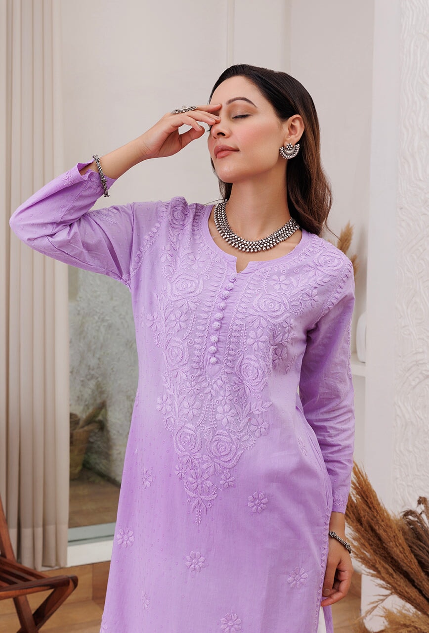 Joohi Ombre Straight Chikankari Kurti