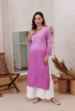 Load image into Gallery viewer, Joohi Ombre Straight Chikankari Kurti Lilac
