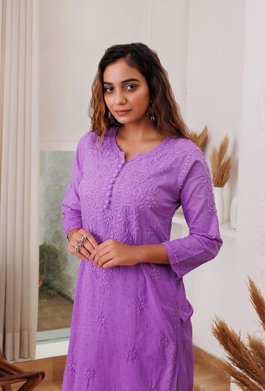 Joohi Ombre Straight Chikankari Kurti