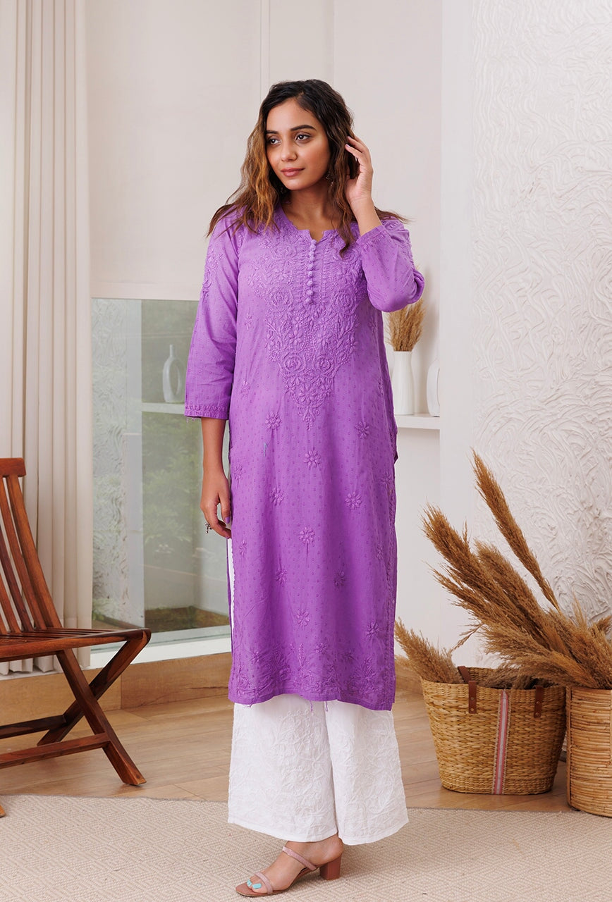 Joohi Ombre Straight Chikankari Kurti