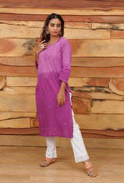 Joohi Ombre Straight Chikankari Kurti