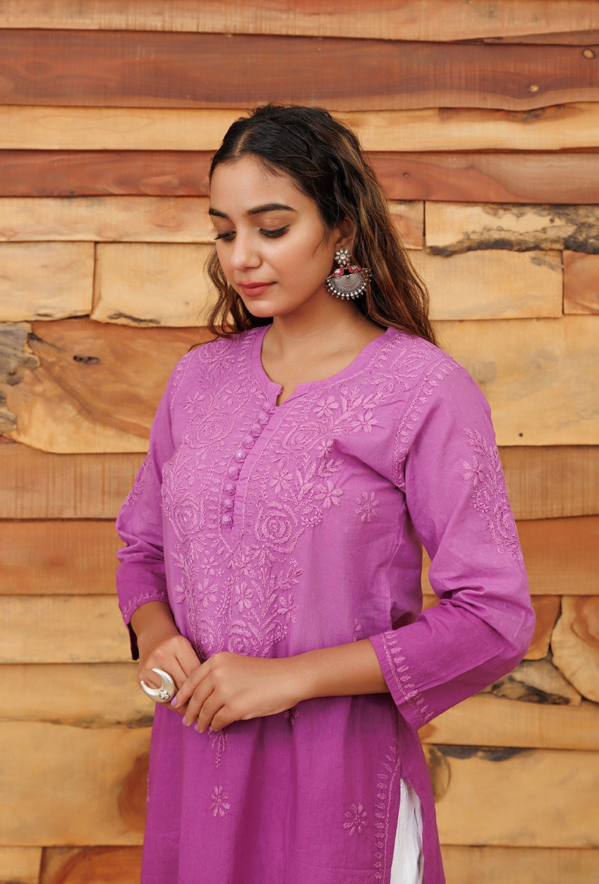 Joohi Ombre Straight Chikankari Kurti