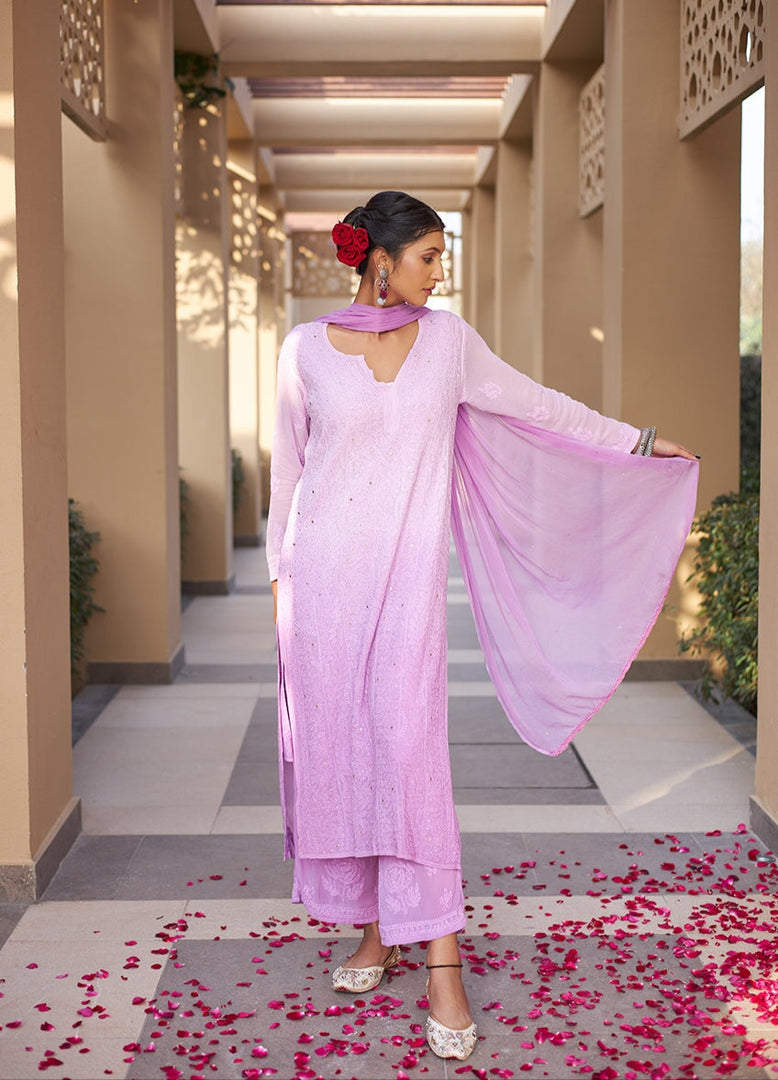 Nagma Premium Chikankari Mukaish Viscose Set-The Lucknowi Chikan