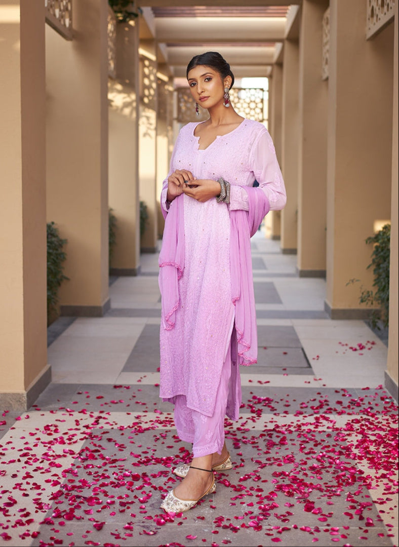 Nagma Premium Chikankari Mukaish Viscose Set