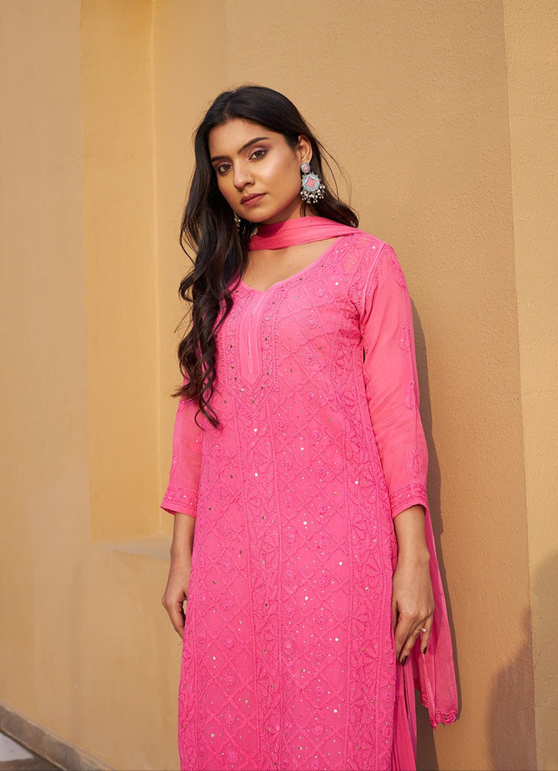 Nagma Premium Chikankari Mukaish Viscose Set