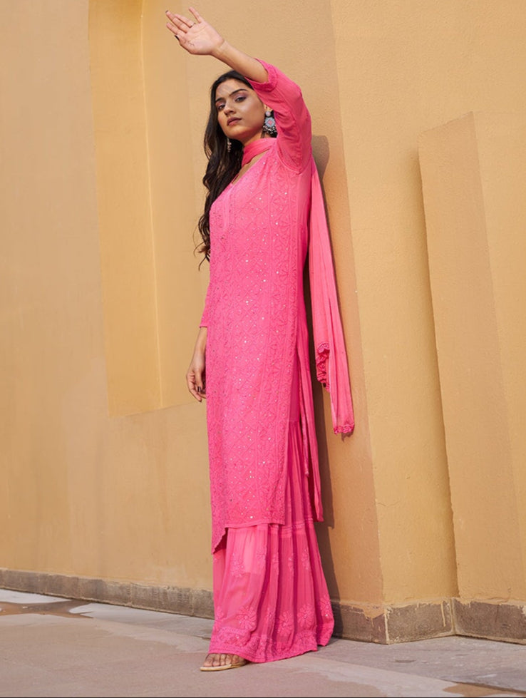 Nagma Premium Chikankari Mukaish Viscose Set