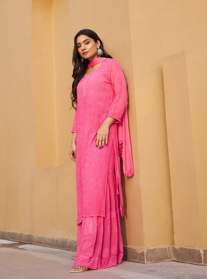 Nagma Premium Chikankari Mukaish Viscose Set