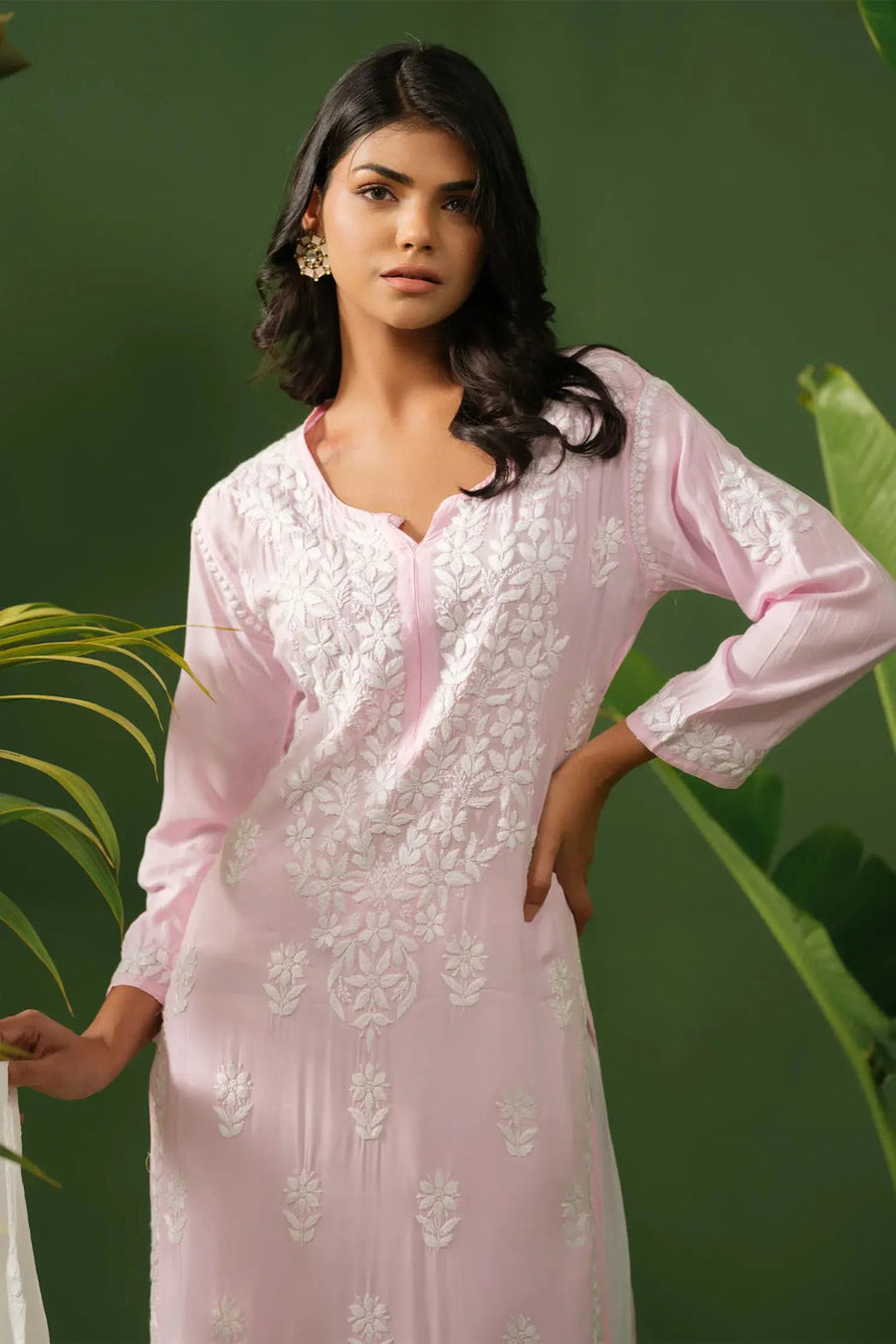 Dhunki Modal Chikankari Straight Kurta